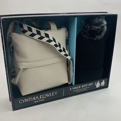 Cynthia Rowley New York Creme Backpack Purse Black knit pompom hat Gift Set NWT Cynthia Rowley New York Creme Backpack Purse Black knit  main image 3
