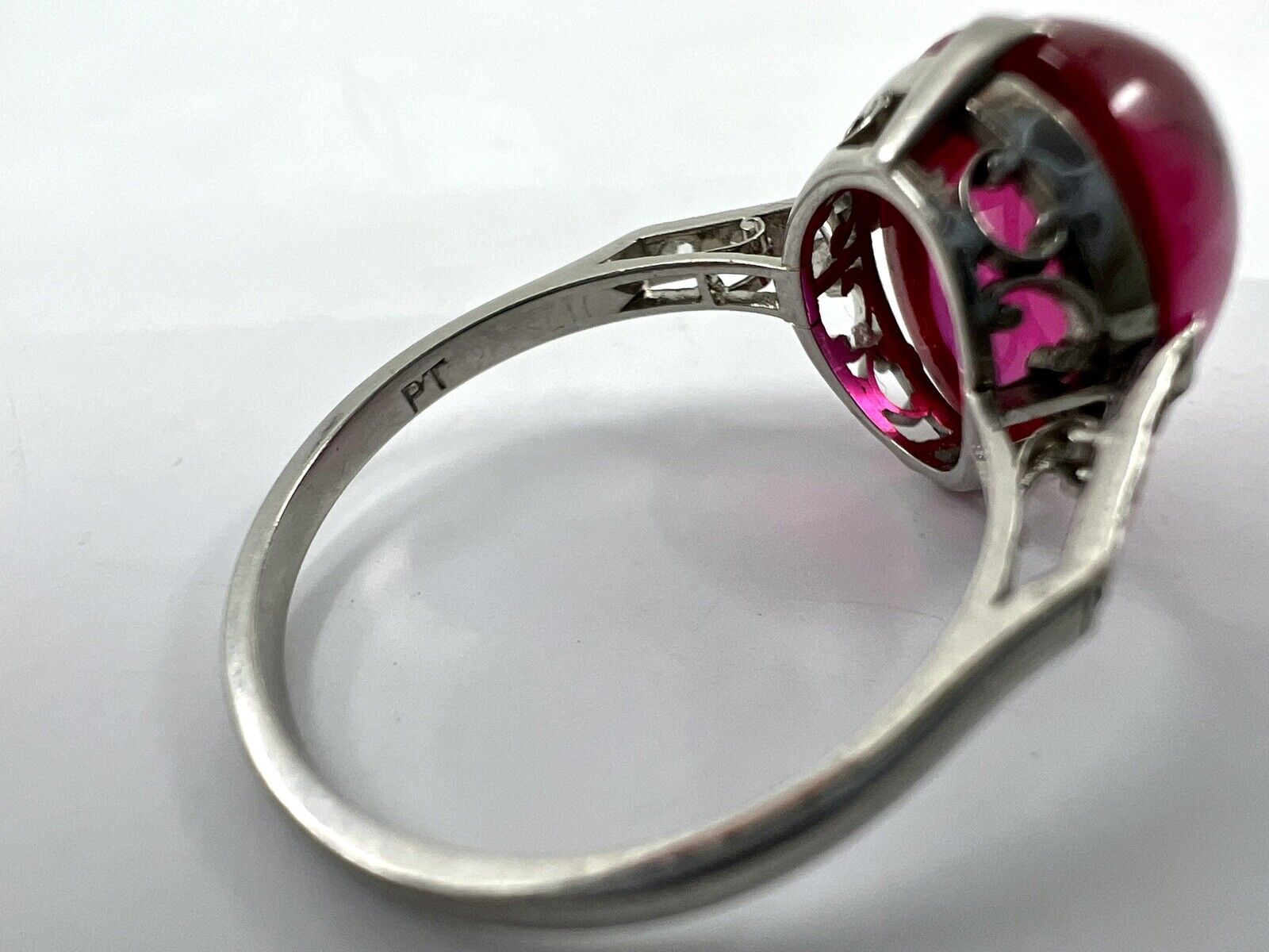 Vintage Platinum, Synthetic Ruby And White Sapphi… - image 7