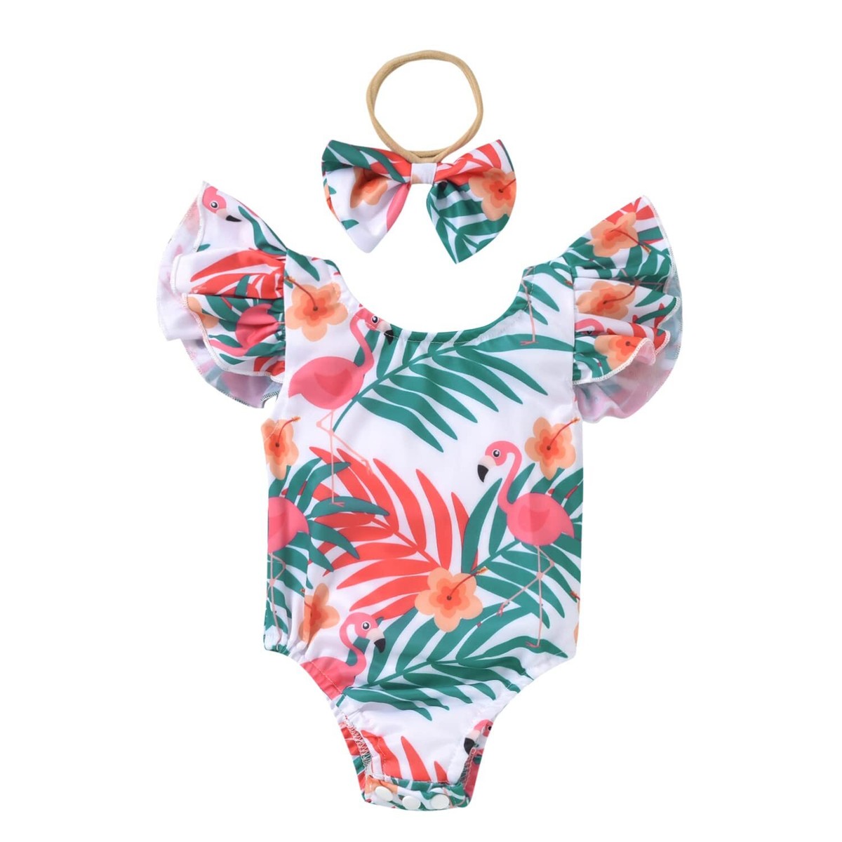 Toddler Baby Girl Tropical Swimsuit Newborn Girls One Piece Ruffle