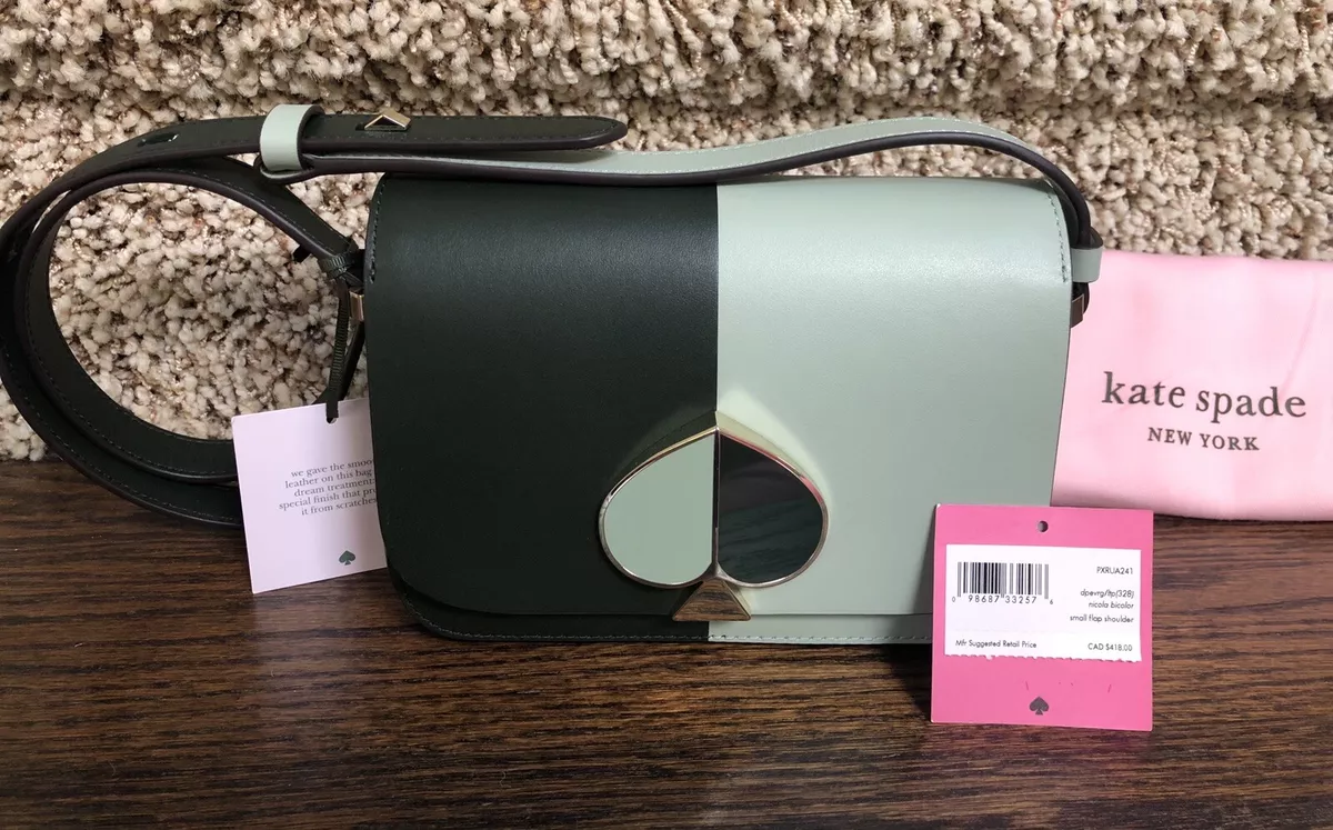 Kate Spade Nicola Bicolor Small Flap Shoulder Bag EverGreen
