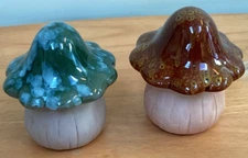 Greenbrier International Brown & Green Ceramic Mushroom Décor Set Cottagecore