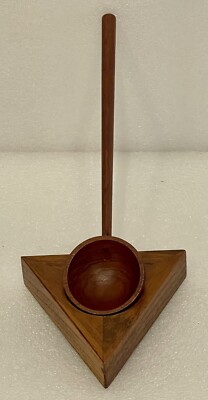Vintage Beautiful Artistic Solid Wood Triangular Base With Matching Ladle.