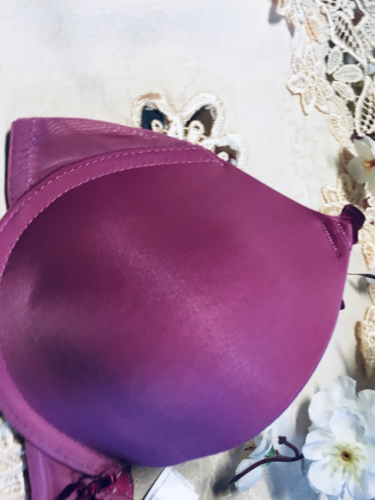 Bra  SECRET POSSESSIONS Size us 32b it2b eu70b fuschia padedd underwired image 2