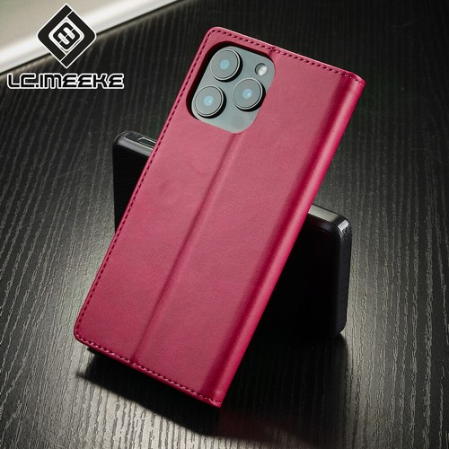Leder Flip Wallet Handyhülle für iPhone 16/15/14/13/12/11 Pro Max/XS/XR/7/8/SE - Bild 62 von 84