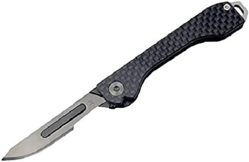 outROAR Gear Folding Scalpel Knife with Carbon Fiber Handle & 10 Replaceable - Picture 6 of 9