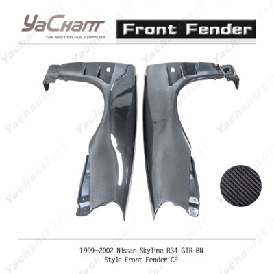 Carbon Guard Fit For 99-02 Nissan Skyline R34 GTR BN Style Front Fender Pair