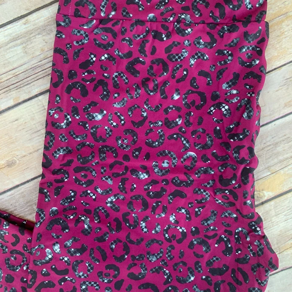 Leggings CAPRI para mujer con estampado animal de leopardo borgoña TC2 extra talla grande 18-24 Foto 3 de 4
