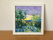 Texas Bluebonnets Field Impasto Oil Painting On Canvas Board Summer Landscape