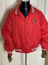 VTG Anheuser Busch Coachs Jacket Mens Large Red Made in USA Beer Eagle Logo L