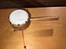 Vintage Hand Spin Drum hide. Handmade Musical Instrument