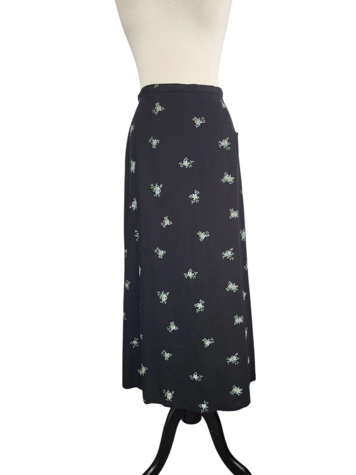 Maxi Falda De Colección Y2K Hada Grunge Gótica Negra Floral Mezcla de Lino 14 NUEVA Romántica Foto 2 de 4