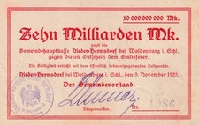 Niederhermsdorf - Gemeinde - 10 Milliarden Mark - KN 4st - eckig- Keller 3913.b.