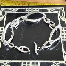 Unusual Sterling Silver 925 T-Bar Bracelet By Kit Heath. Full Hallmark. Chunky.