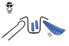 ORIGINAL LOWRIDER Black U Handlebar + Sissy Bar Blue/Silver Banana Seat & Grips