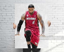 LeBron James Miami Heat Poster, Canvas, Basketball print, Sports wall art