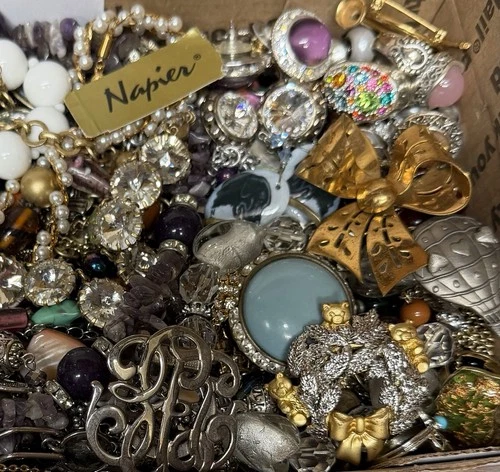 Vintage & Modern Some Signed Costume Jewelry Lot Full Small Priority Box # 16