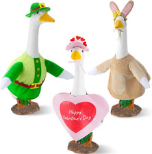 3 Sets Seasonal Goose Outfits Valentine Easter St. Patrick Festivals Lawn Clothi