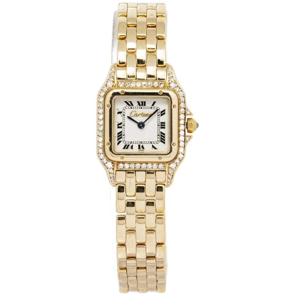 卡地亚 Panthere 866919 WF3072B9 18K YG 工厂钻石表圈石英女士 22 毫米