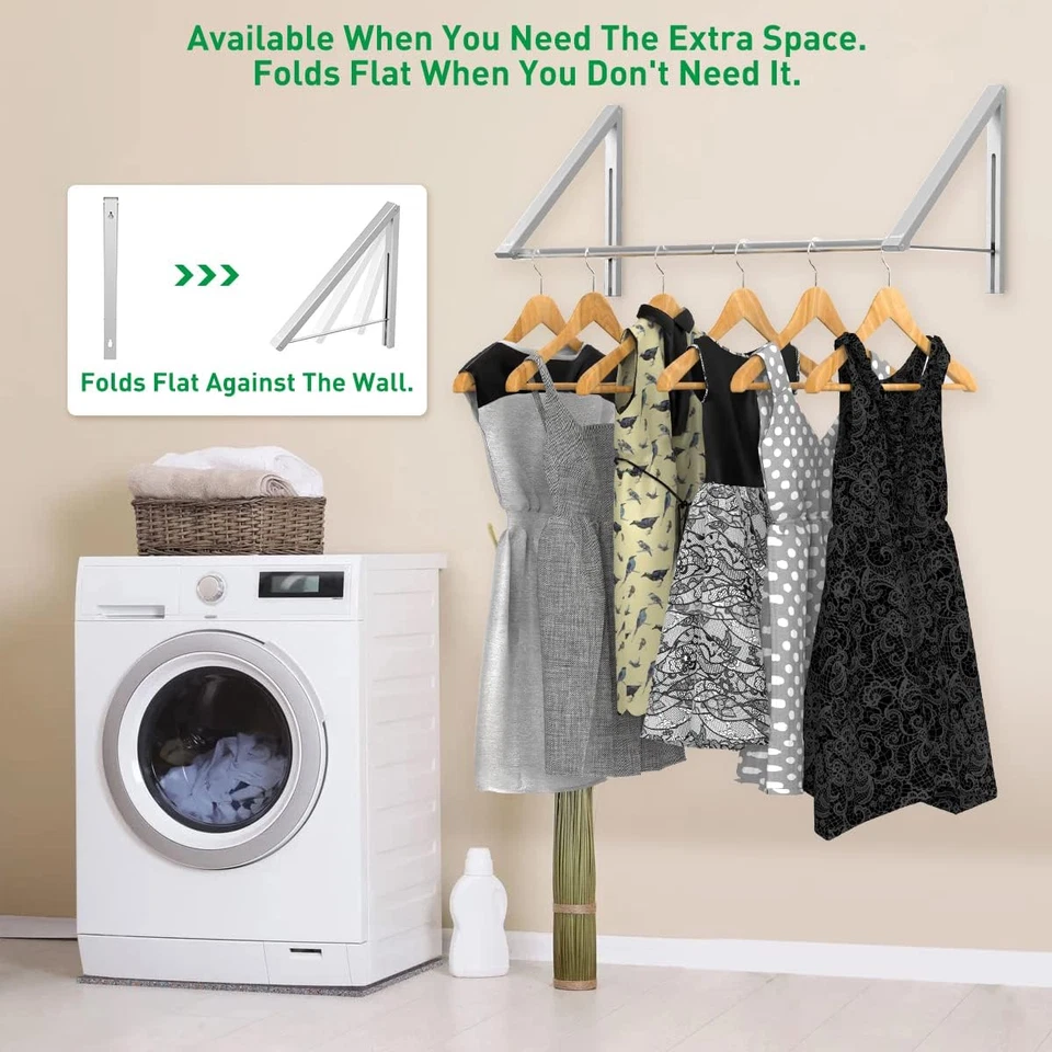 Lavanderia Stenditoio Appendiabiti a Parete Appendiabiti Da Parete Pieghevole Ap - Immagine 4 di 4