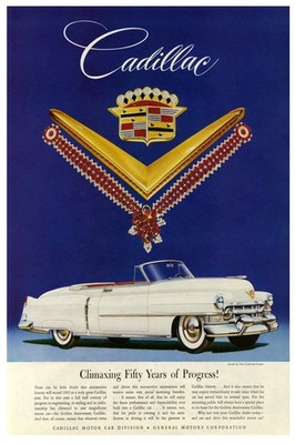   Cadillac 50 Years Progress (1952) Vintage Ad Poster - 24x36  - Retro Home