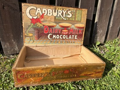 Cadbury s seltene Milchschokoladenschachtel (seltene Größe) atemberaubendes Bild um 1910/20