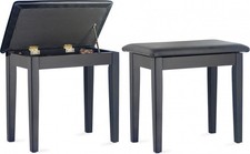 Stagg Piano Bench Black Matte With Vinyl Seat In Black And Storage Compartment