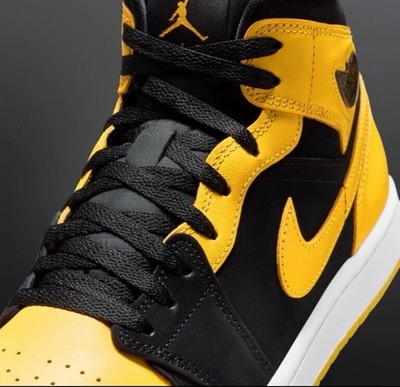 Nike Air Jordan 1 Mid Shoes New Love Black Yellow HJ6654-071 Men's