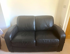 Brown Leather 2 Seater Sofa 150x100x90cm Modern Solid Pad Arm Living Room
