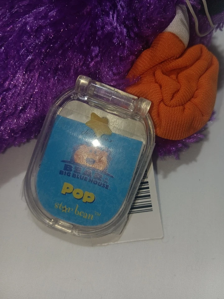 Peluche púrpura Jim Henson nuevo con etiquetas Bear in the Big Blue House Pip and Pop RARO Foto 2 de 4