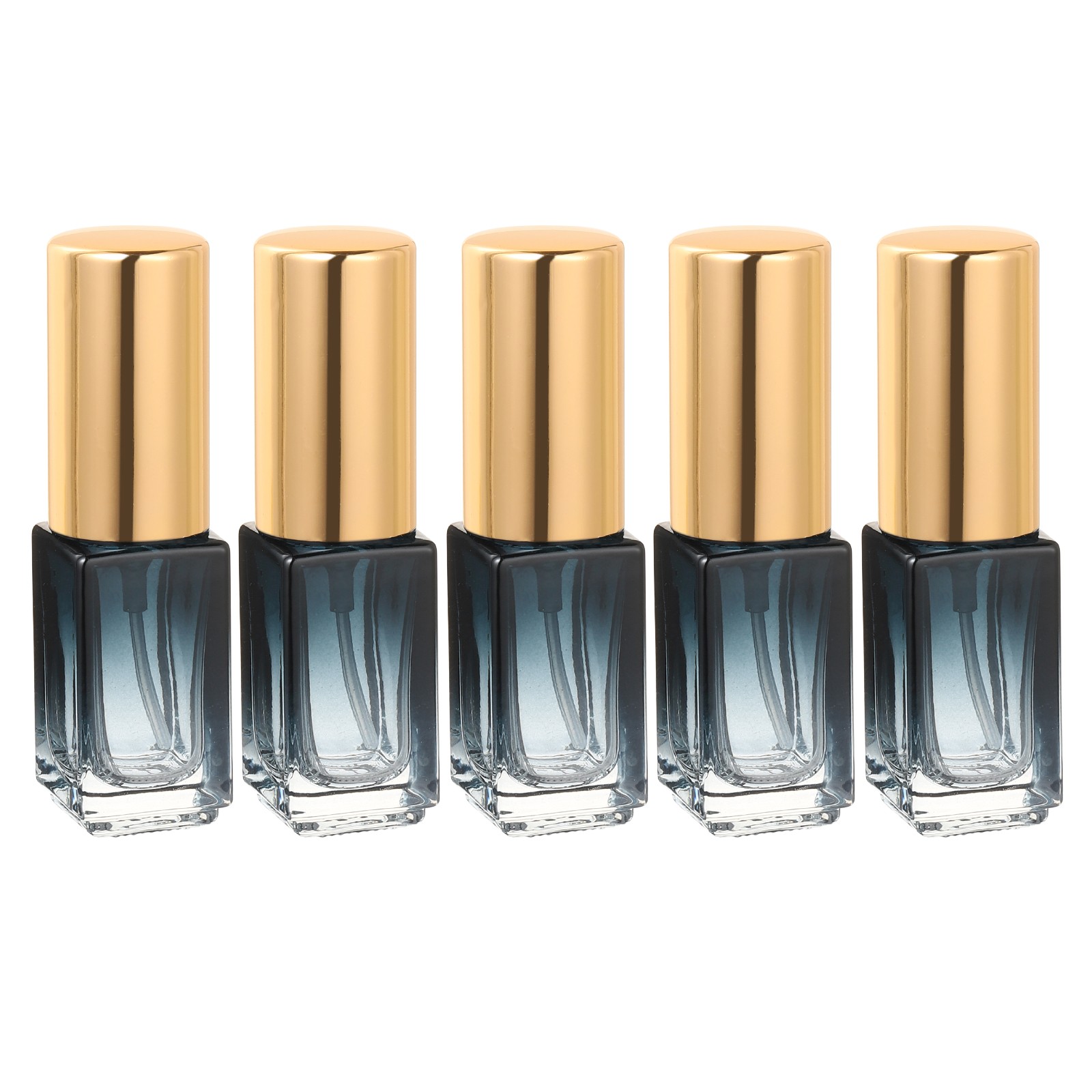5 Pcs 3ml Fine Mist Bottles Mini Spray Bottles (Square, Gradient Blue/Gold)