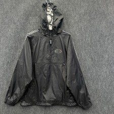 Chaqueta cortavientos Greg Norman para hombre media cremallera con capucha negra forrada Ripstop talla L