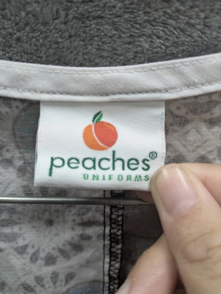 Peaches Scrub Top Women's 2XL Boho Geometric Starburst Dot Retro Neutral - Image 2 of 4