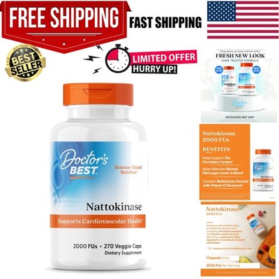 Non-GMO  Nattokinase 2000 FUs - 270 Veggie Caps for Circulation Support
