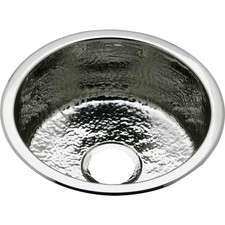 Elkay Stainless Steel 16-3/8"x16-3/8"x7"Single Bowl Dual Mount Bar Sink Hammered
