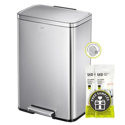 EKO Madison Brushed Stainless 50 Liter/13.2 Gallon Step Trash Can with Inner ...