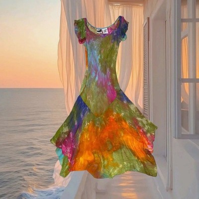 green emerald velvet dress Rainbow Mosaic Fitted Dress main image 1
