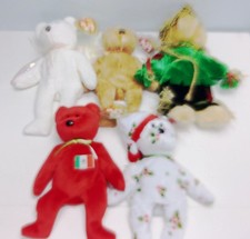 Set Of 5 TY Beanie Baby Bears Plush Toys