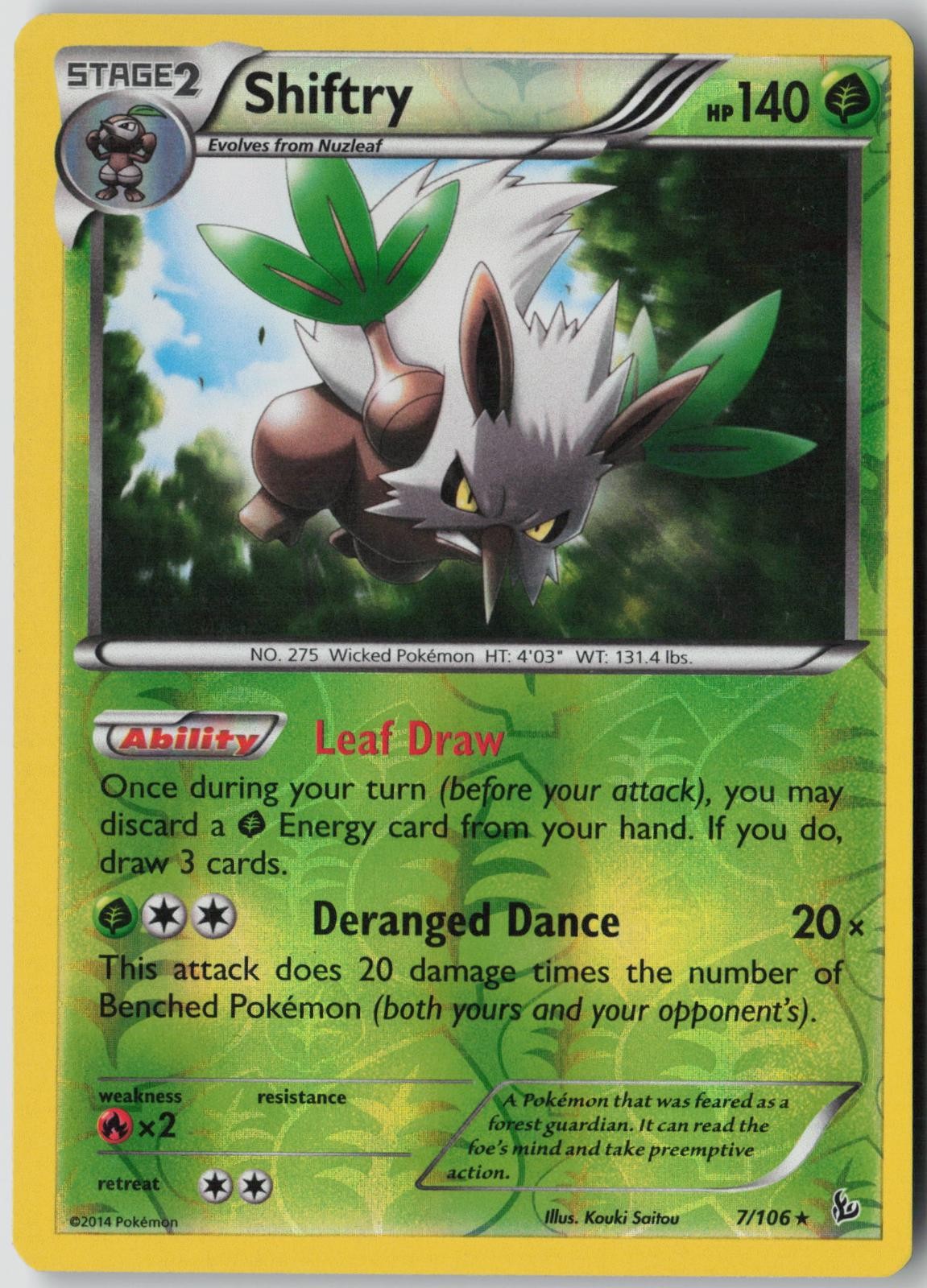 Shiftry 7/106 Holo Rare Flashfire Pokemon Reverse Holo Lightly Played