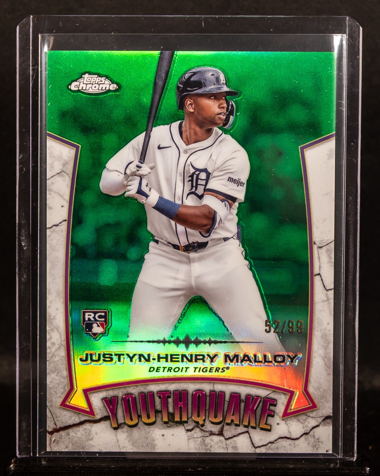 Justyn-Henry Malloy 2025 Topps Chrome YQ-19 Green Refractor Youthquake RC /99