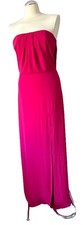 HALSTON HERITAGE LONG GODDESS DRESS HOT PINK STRAPLESS BUILT IN BUSTIER 0 NWOT