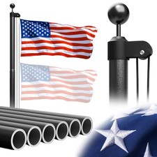 Heavy Duty Flag Pole 25 FT 12 Gauge Extra Thick Aluminum Flag 25FT Socket Type