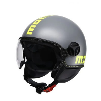 MOMODESIGN FGTR Classic E2206 M Jet Helmet, Matte Grey Yellow Fluo