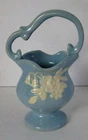 Vintage Signed Weller Art Pottery Blue "Cameo" Basket