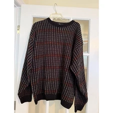 Vintage Geoffrey Beene Knit Sweater Black Brown Coogi Style Size XXL unique