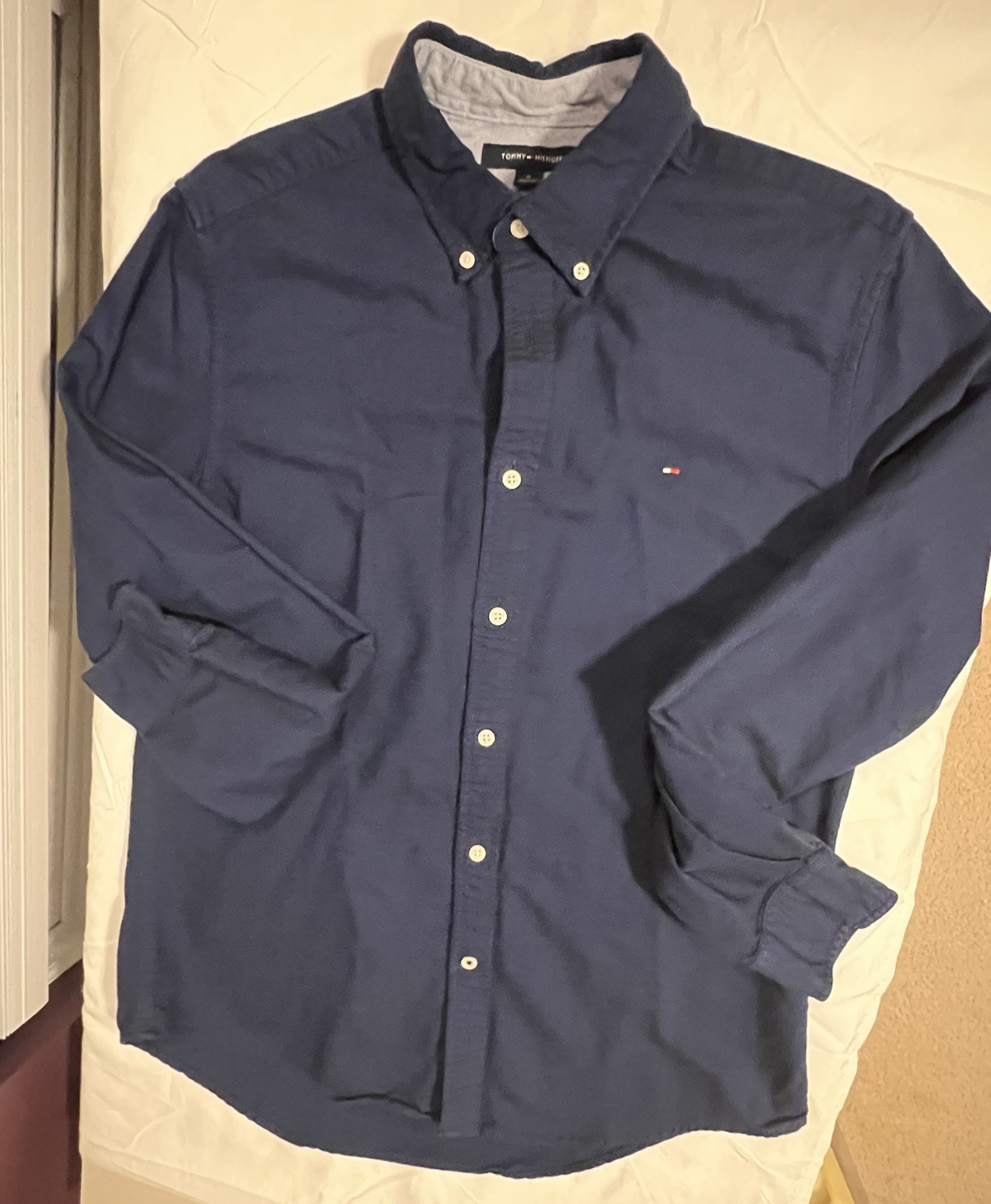 Tommy Hilfiger Navy Blue Long Sleeve Button-Up Shirt Men's Size M thumbnail 3