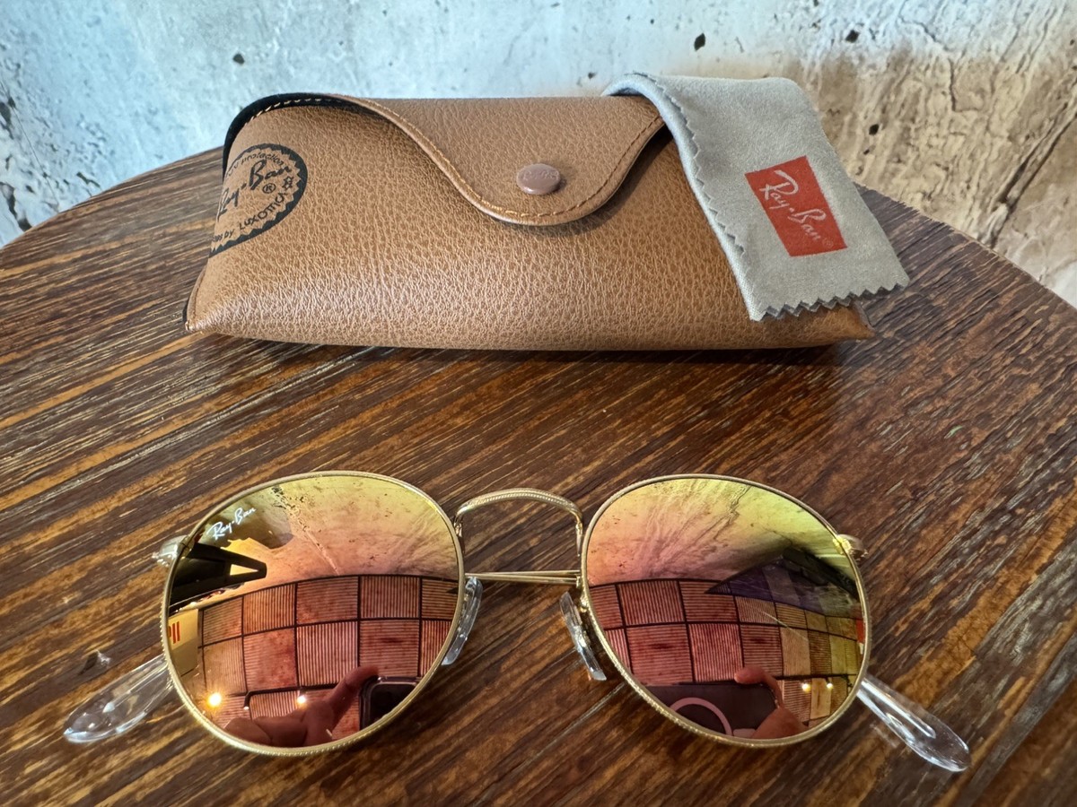 Ray-Ban Circle Pink Mirror Sunglasses RB3447 Gold Round Frame 001/Z2 50-21-145 Ray-Ban Women main image 3