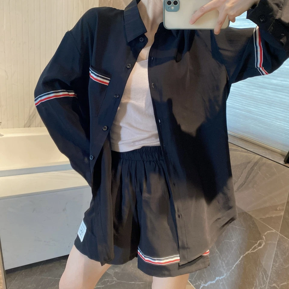 Thom Browne Hombres/Mujeres Cuello Redondo Conjunto de Barra Verano Nueva Camisa Foto 3 de 4