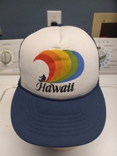 Vintage - Hawaii - Surfing Rainbow Wave Trucker Style Baseball Hat