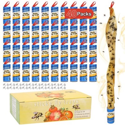 Dwcom 40 Pack Fly Trap, Fruit Fly Traps Indoor for Home, Fly Catcher Fly Stri...