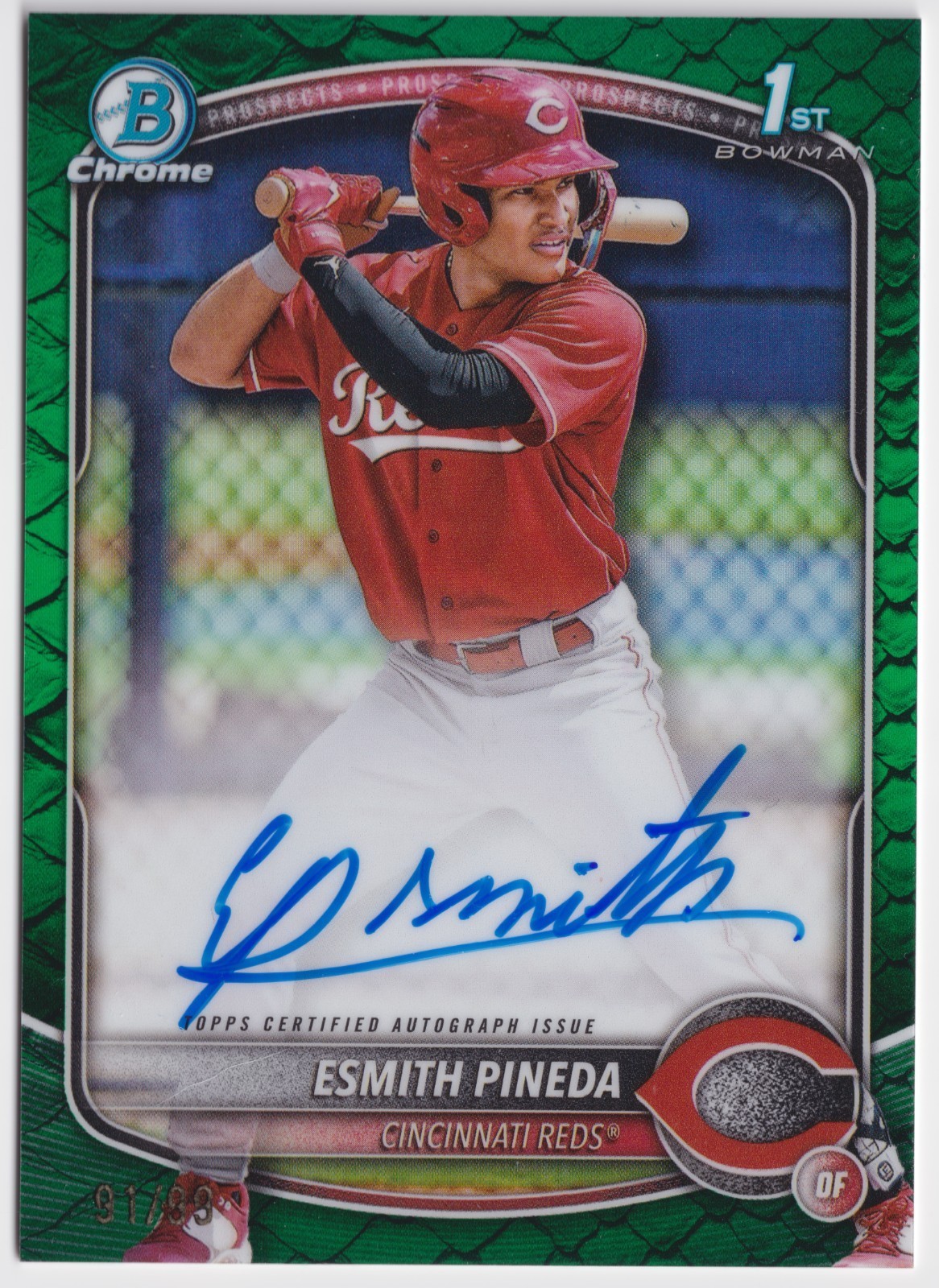 2025 Bowman Chrome Esmith Pineda #CPA-EP Green Reptilian 1st Bowman Auto #/99